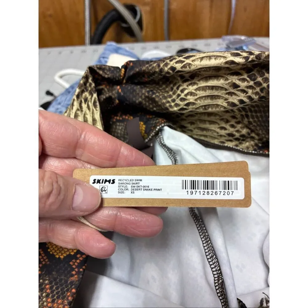 SKIMS NWT Swim Sarong in Desert Snake Print Size XS